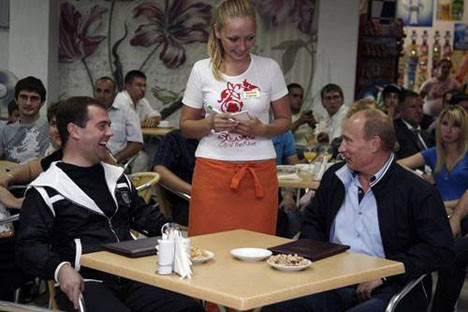 Rus liderlerin maç keyfi