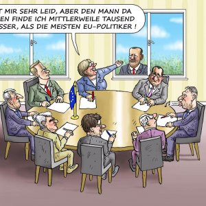 Alman karikatürist Erdoğan'ı övgüyle çizdi !