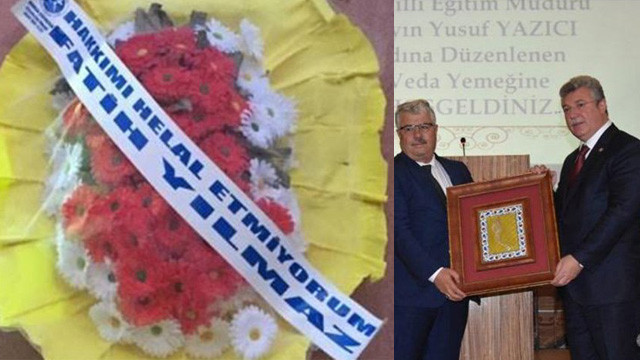 Cenazeye ''hakkımı helal etmiyorum'' çelengi