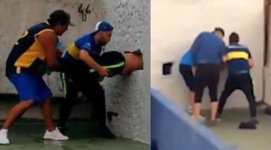 Boca Juniors taraftarı deliğe sıkıştı