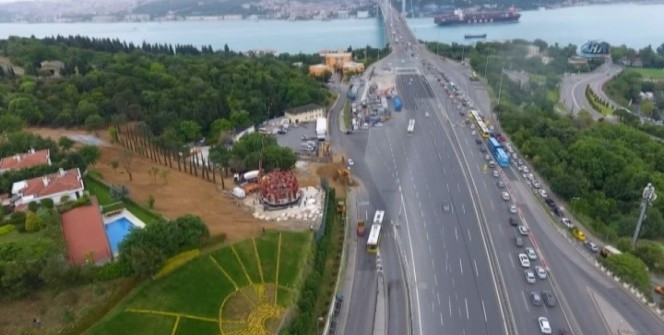 15 Temmuz Zafer Anıtının yapımı havadan görüntülendi