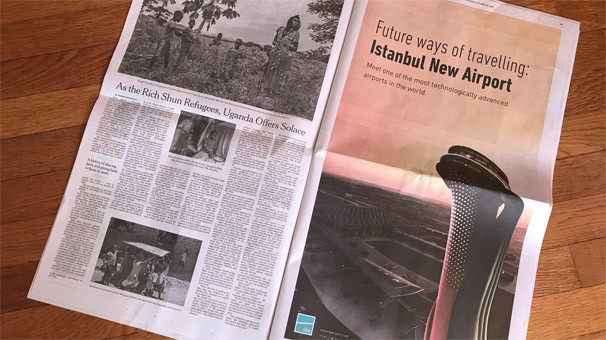 İstanbul Havalimanı için New York Times'ta tam sayfa ilan