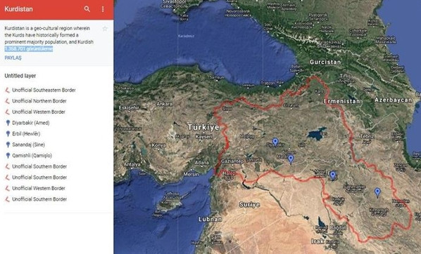 Google'a Kürdistan haritası için karşı başvuru