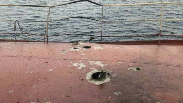 İşte saldırıya uğrayan Türk gemisi'nden ilk görüntüler