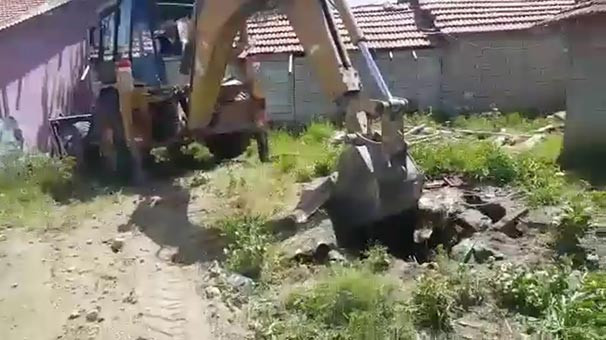 Çukura düşen at böyle çıkarıldı