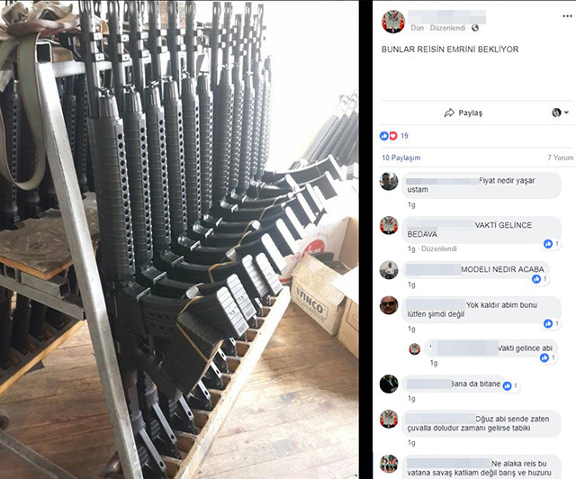 Facebook'ta ''tam otomatik tüfekli'' ''Reis'' paylaşımı