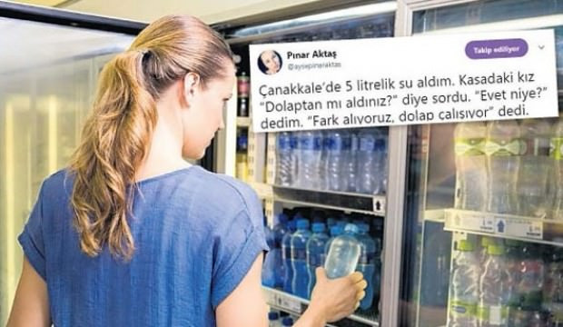 İçme suyu buzdolabında diye fiyat farkı alındı, sosyal medya karıştı