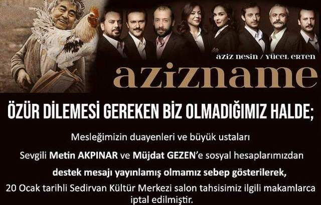 Sen misin Müjdat Gezen ile Metin Akpınar'a destek veren cezası !