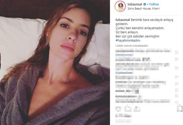 Bornozlu paylaşım modasına Saba Tümer de uydu