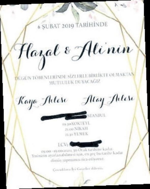 Hazal Kaya ile Ali Atay evleniyor ! İşte düğün davetiyesi