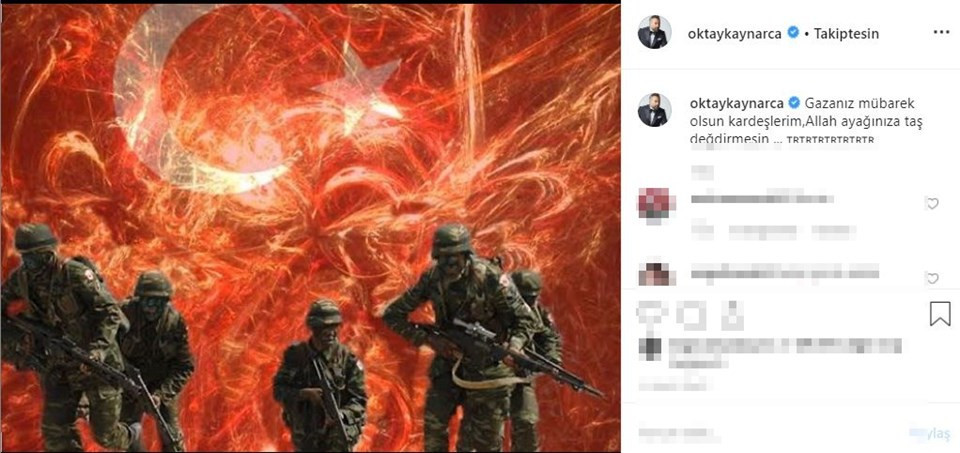 Ünlülerden Barış Pınarı Harekatı paylaşımları