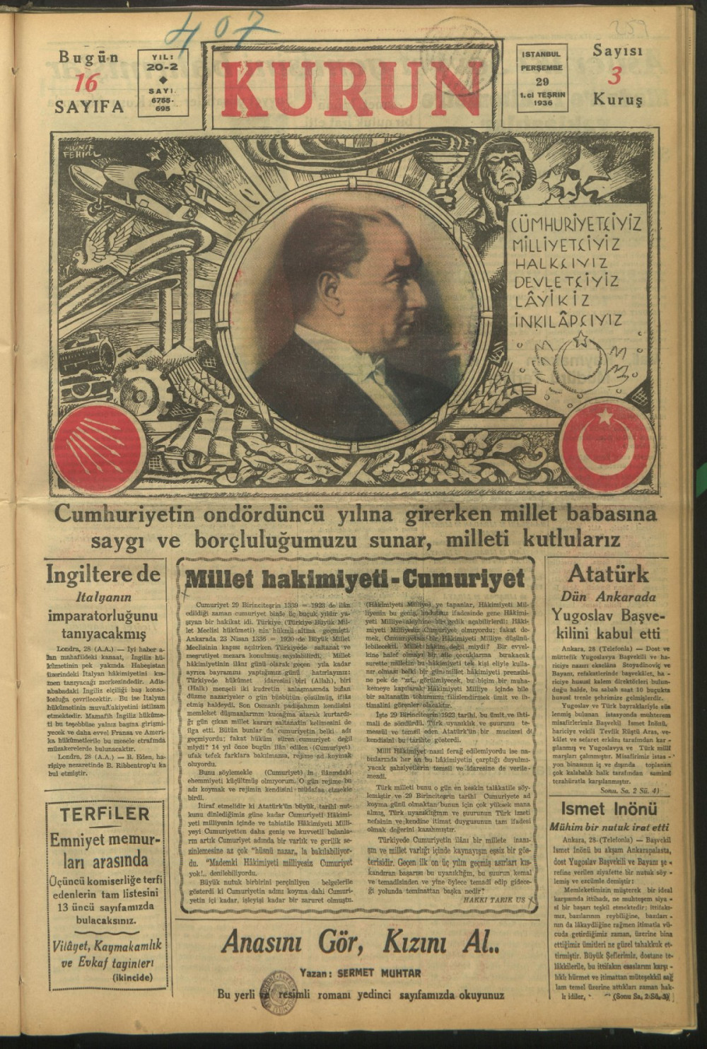 Arşivden çıkan Cumhuriyet Bayramı manşetleri - Resim: 16