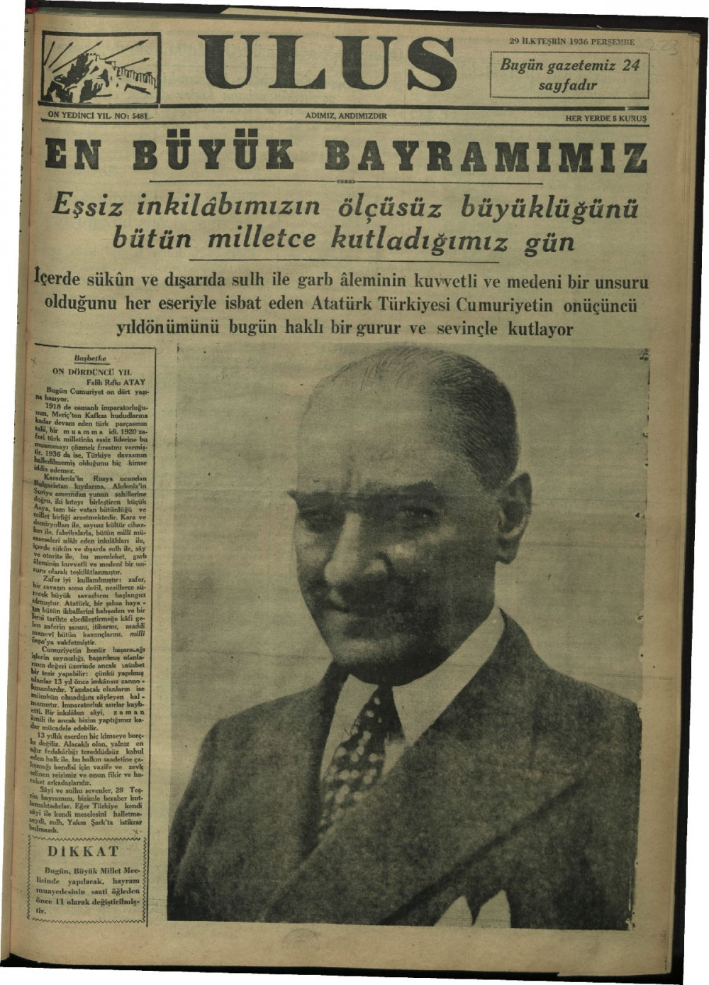 Arşivden çıkan Cumhuriyet Bayramı manşetleri - Resim: 17