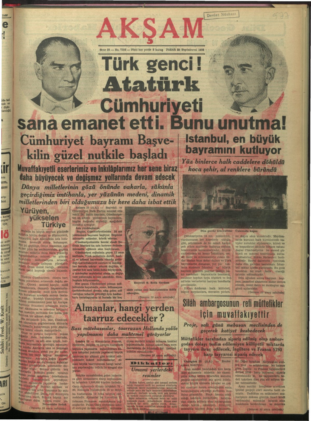 Arşivden çıkan Cumhuriyet Bayramı manşetleri - Resim: 24