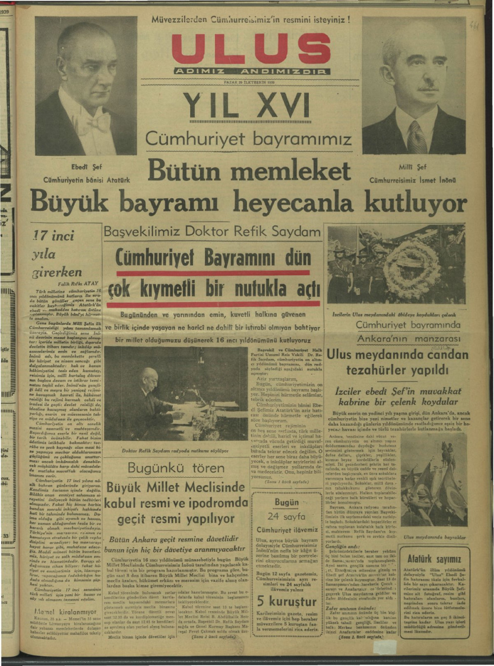 Arşivden çıkan Cumhuriyet Bayramı manşetleri - Resim: 25