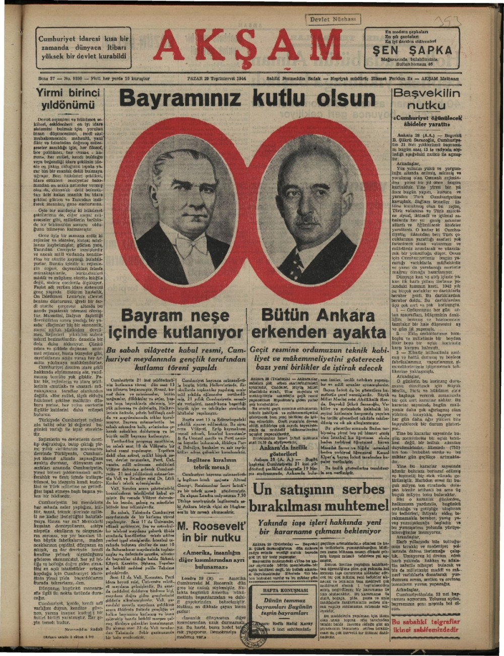 Arşivden çıkan Cumhuriyet Bayramı manşetleri - Resim: 38