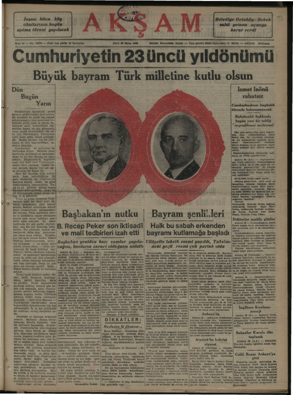 Arşivden çıkan Cumhuriyet Bayramı manşetleri - Resim: 44