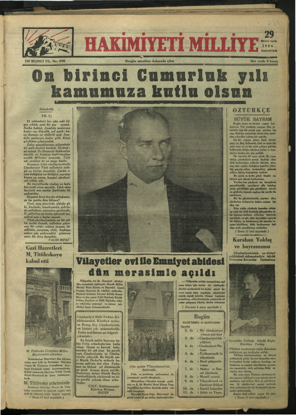 Arşivden çıkan Cumhuriyet Bayramı manşetleri - Resim: 10
