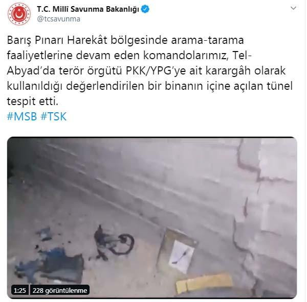 MSB açıkladı ! PKK/YPG'ye ait tünel bulundu - Resim : 1
