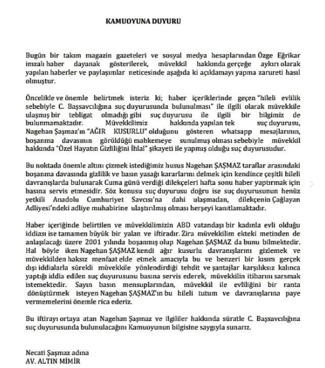 Necati Şaşmaz'dan ''Amerikalı bir kadınla evli'' iddiasına jet yanıt