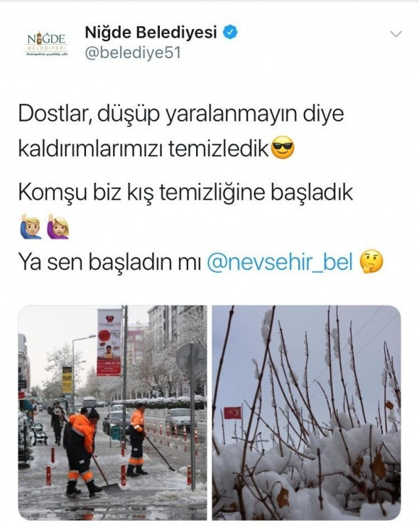 Belediyelerin sosyal medya hesaplarında gülümseten kar diyaloğu