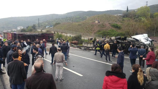 TIR devrildi, TEM ulaşıma kapandı