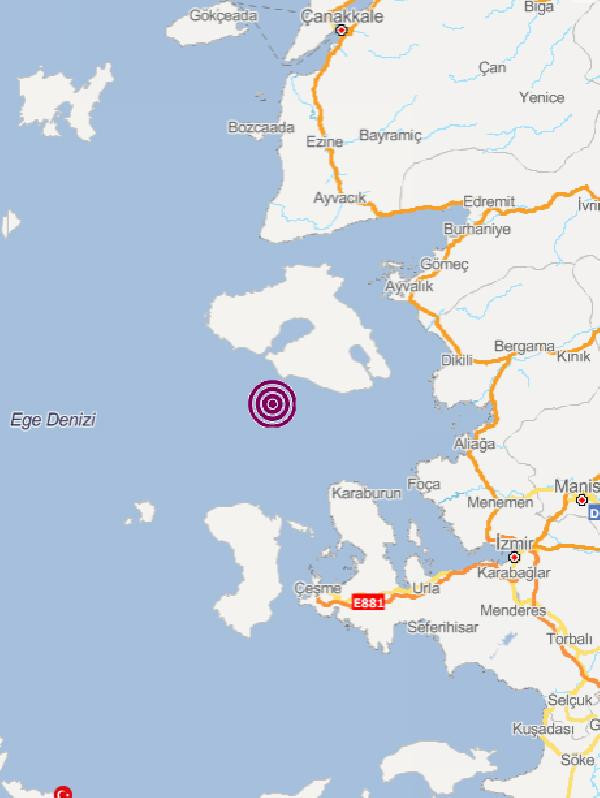 Ege Denizi'nde 3,6 büyüklüğünde deprem - Resim : 1