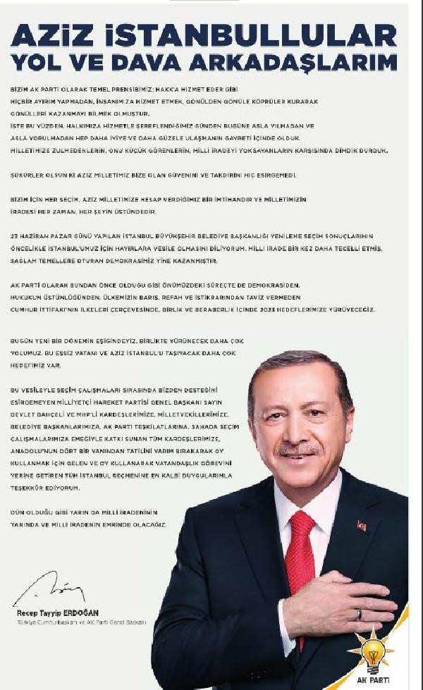 AK Parti gazetelere ilan verdi: İşte Erdoğan'ın seçim mesajı - Resim : 1