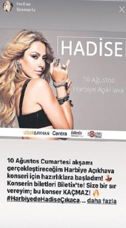 Konser biletlerini satabilmek için reklam verdi