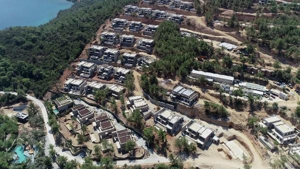 Bodrum'da durdurulan inşaatlar havadan görüntülendi