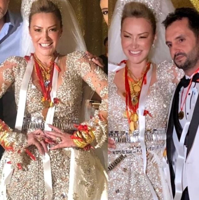 Volkan Aslan’la evlenen Aylin Coşkun’a kilolarca altın takıldı