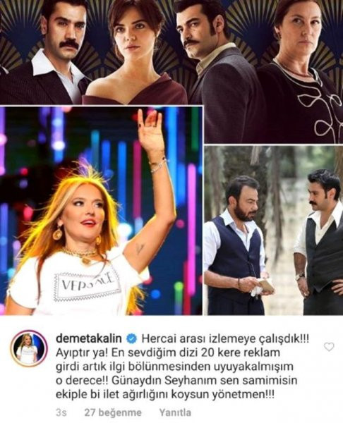 Demet Akalın Hercai dizisini şikayet etti!