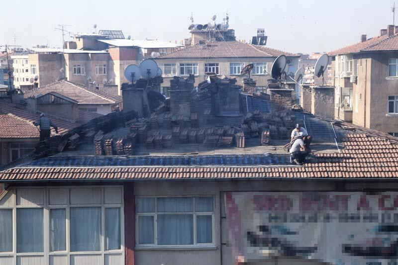 5 katlı apartmanın çatısında korkutan görüntüler