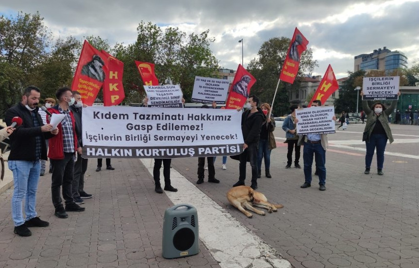 İstanbul'da AK Parti'ye kıdem tazminatı protestosu