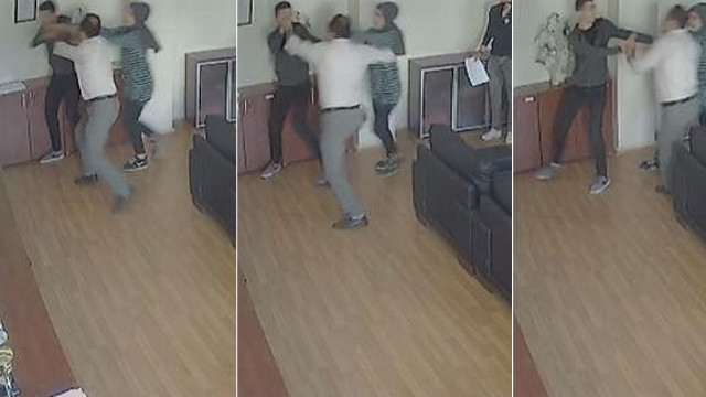 Okulda skandal görüntüler! Müdürün odasında öğrenciyi dövdü
