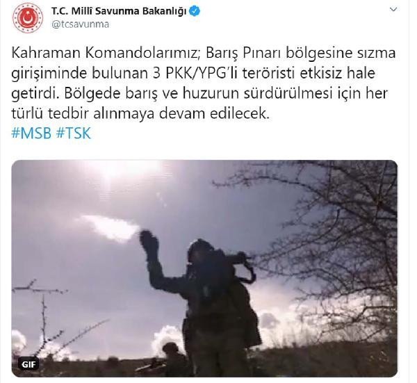 MSB: 3 PKK/YPG'li terörist etkisiz hale getirildi - Resim : 1