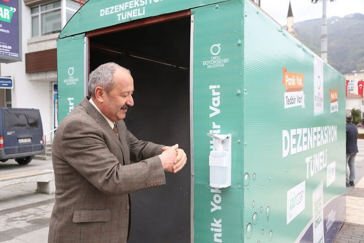 Koronavirüse karşı dezenfeksiyon tüneli