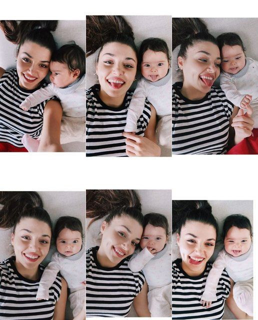 Hande Erçel 4 aylık yeğeniyle pozlarını paylaştı