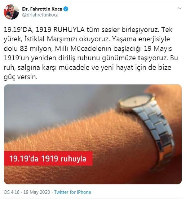 Bakan Koca'dan tüm Türkiye'ye ''19.19'' çağrısı - Resim : 1