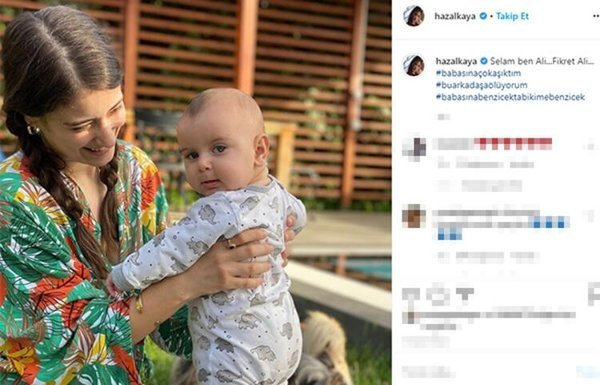 Hazal Kaya oğlu Fikret Ali’nin capslerini paylaştı