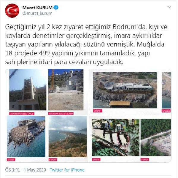 Bakan Kurum duyurdu! Muğla'da 499 kaçak yapı yıkıldı - Resim : 1