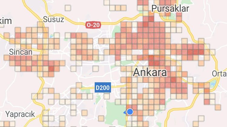 İlçe ilçe Ankara'nın koronavirüs yoğunluk haritası