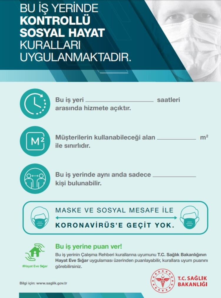 Sağlık Bakanlığı hazırladı! AVM, market, kuaför ve mağazalara özel afiş