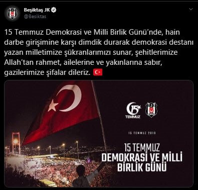 Spor camiasından 15 Temmuz paylaşımları