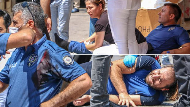 Antalya'da dehşet anları! 2 polisi bıçaklayan zanlı bacağından vuruldu