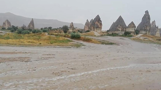 Kapadokya'da sel felaketi! Kameralara yansıdı