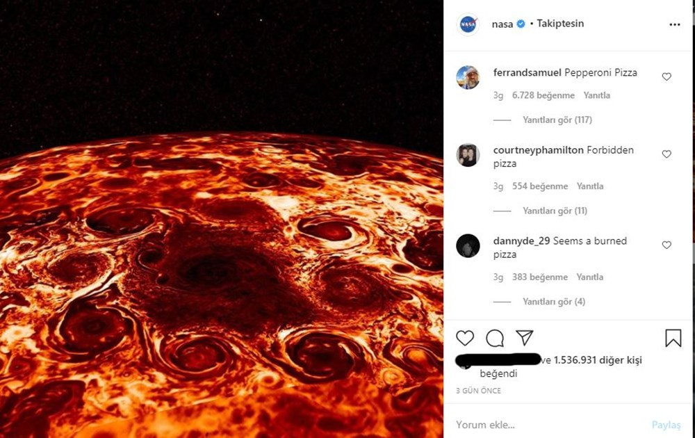NASA'nın Jupiter fotoğrafı sosyal medyada olay oldu! Pizzaya benzetildi