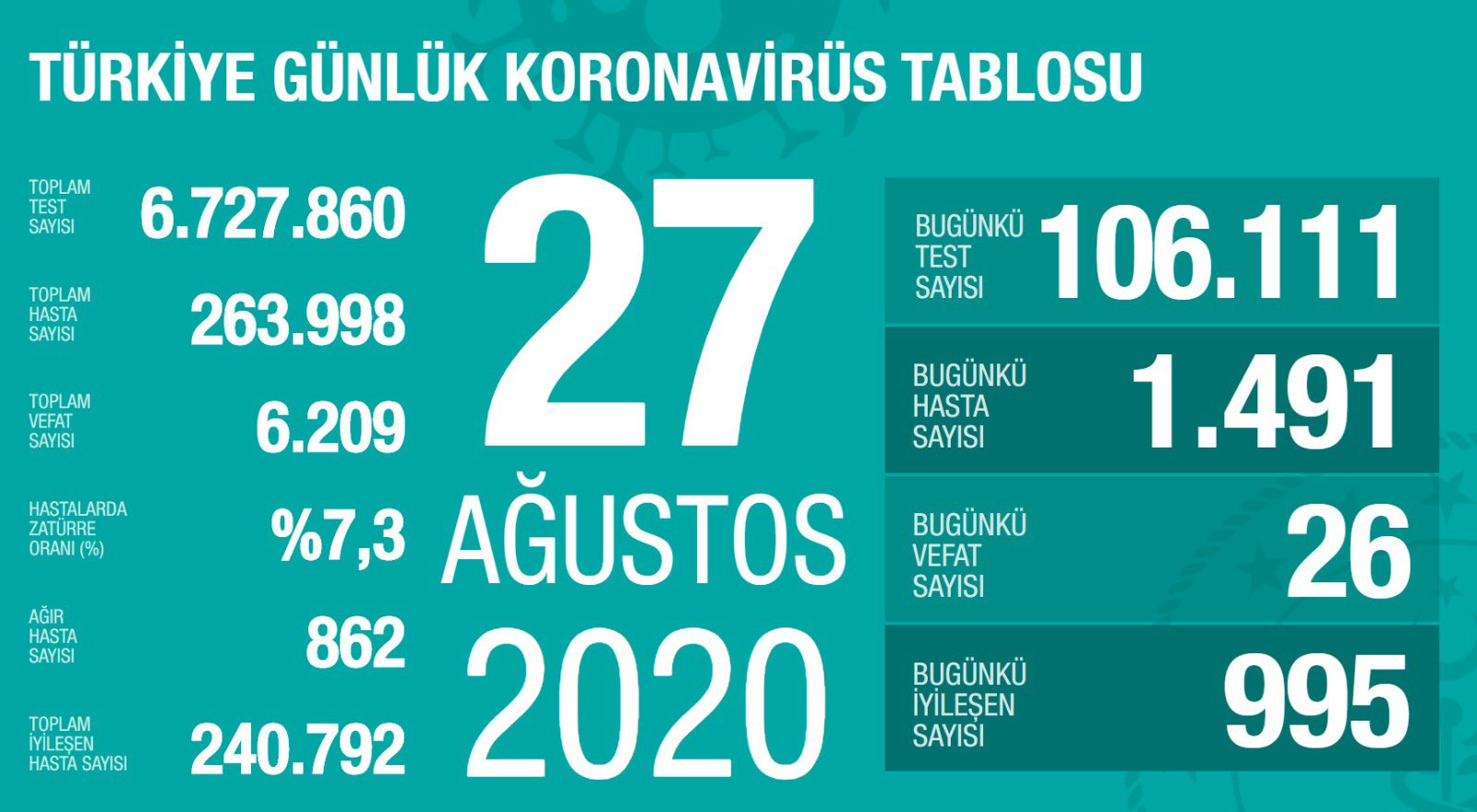 Türkiye'de koronavirüsten ölenlerin sayısı 6 bin 209 oldu