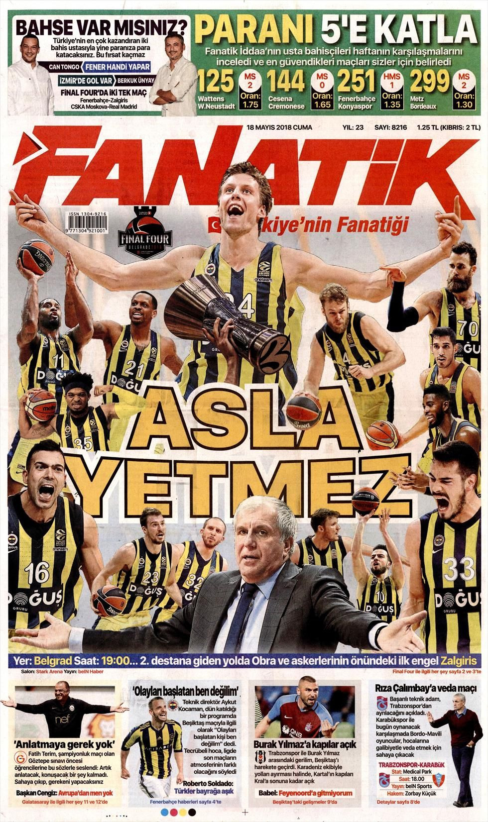 Fanatik Gazetesi 18 Mayıs 2018 Anasayfası - Haber3