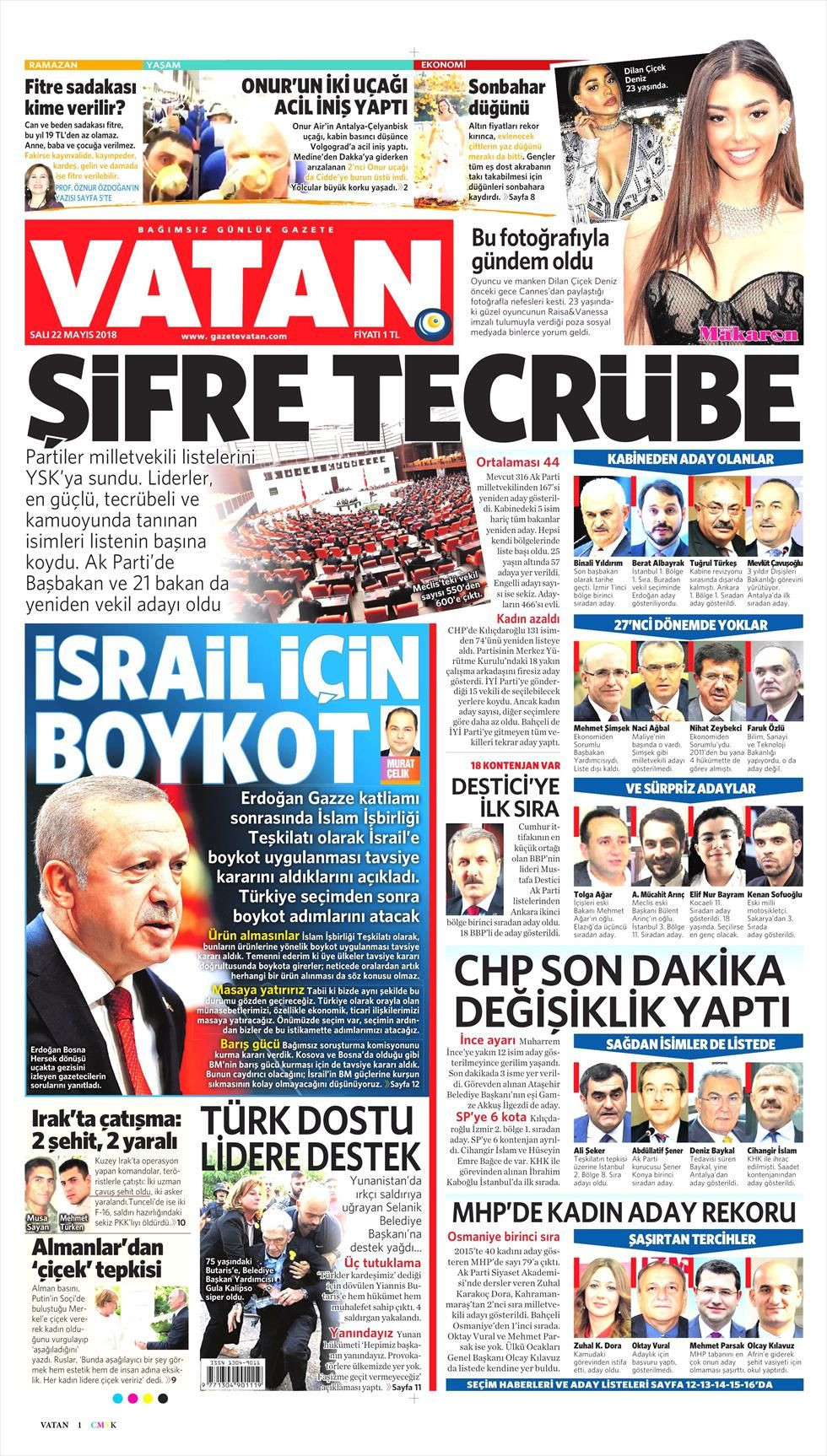 Vatan Gazetesi 22 Mayıs 2018 Anasayfası Haber3 